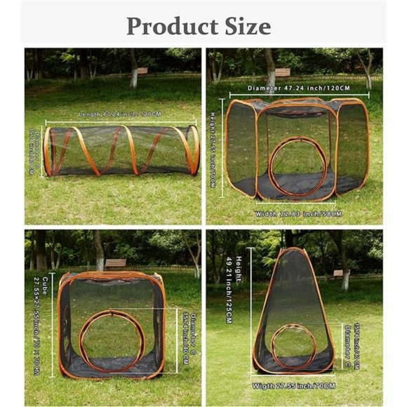 6-in-1 Cat Tent with Cat Tunnel for Indoor and Outdoor, Portable Cat Playpen - Picture 8 of 12